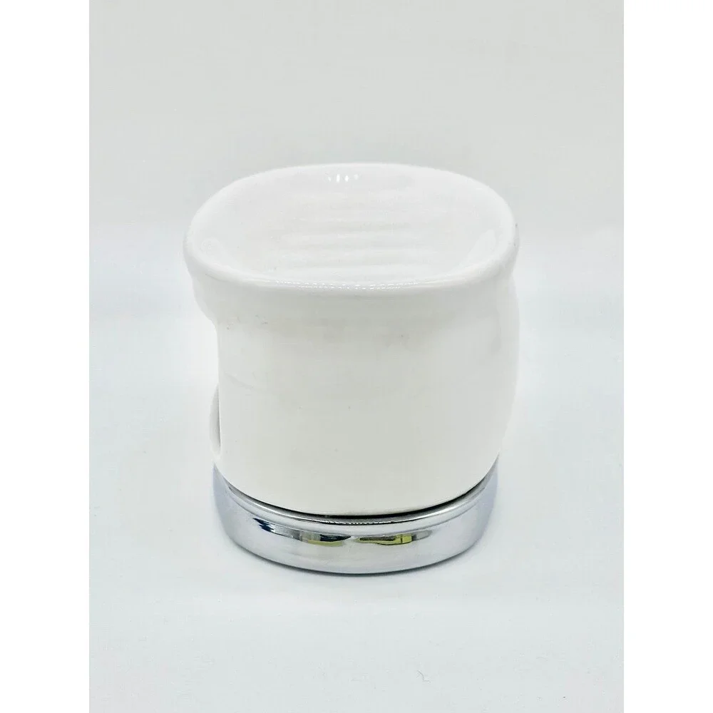 White Oval Ceramic Soap Bowl Dish storage for sponges loofahs or wash cloth.